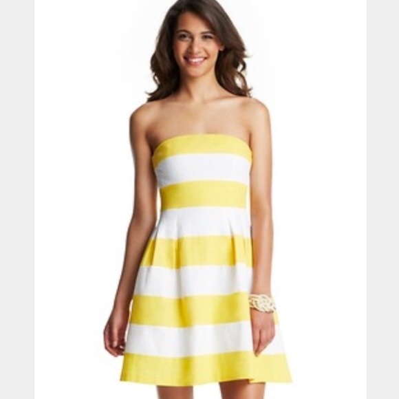 LOFT Dresses & Skirts - NWT LOFT Yellow White Striped Strapless Dress 6P